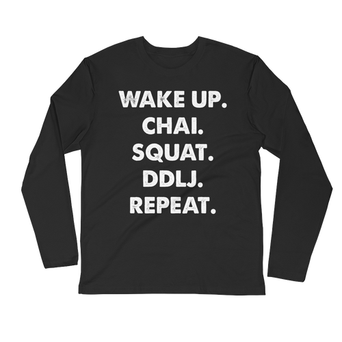 Bolly Physique - Wake Up & Repeat - Long Sleeve Fitted Crew