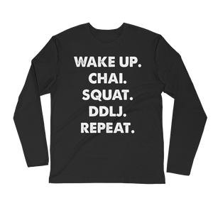 Bolly Physique - Wake Up & Repeat - Long Sleeve Fitted Crew