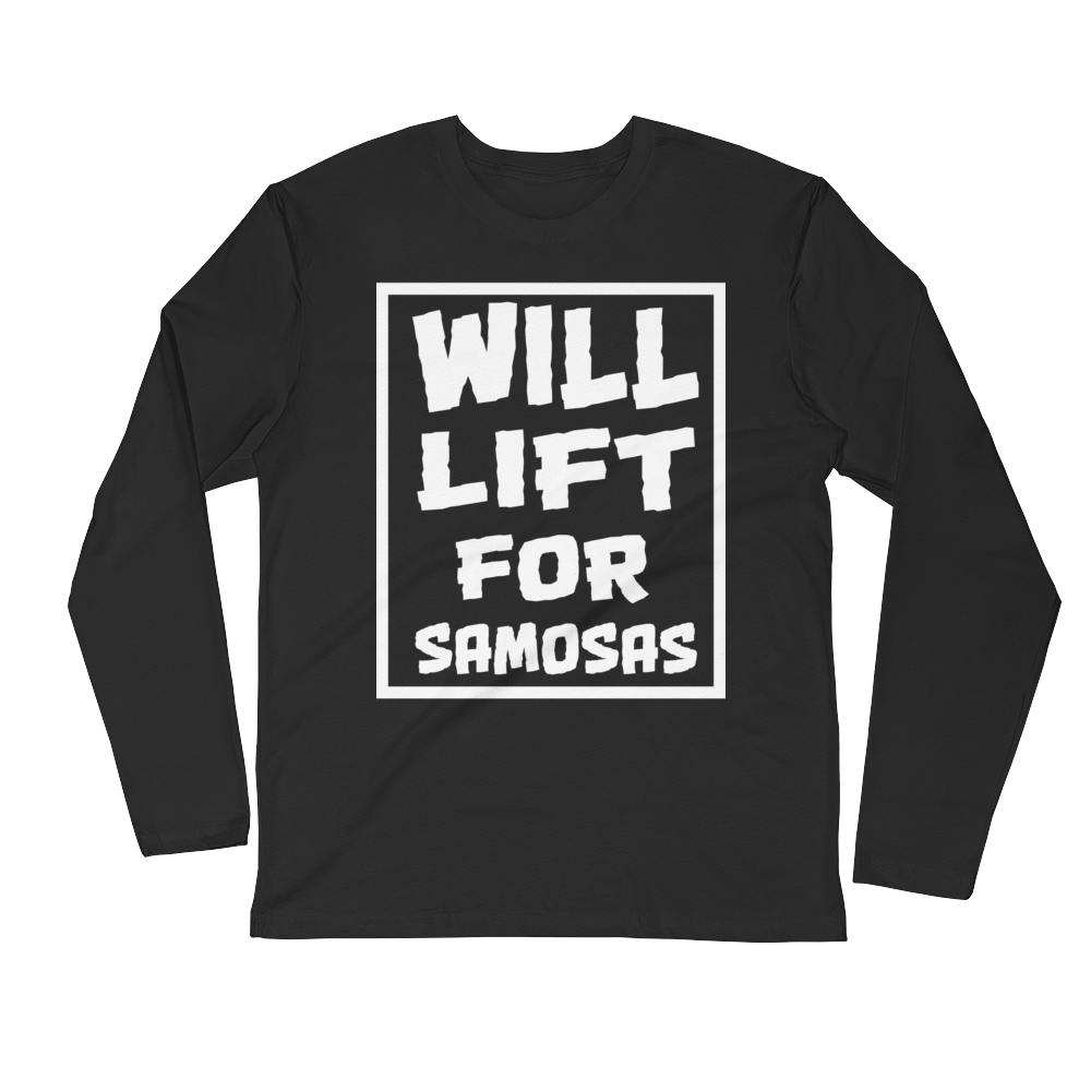 Bolly Physique - Will Lift For Samosas - Long Sleeve Fitted Crew